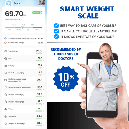 Smart Bluetooth Weight Scale | Track. Improve. Stay Fit! - Talec